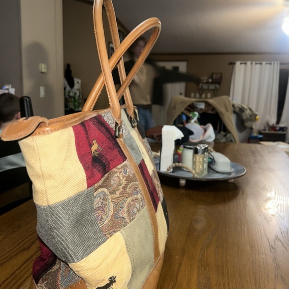 Vintage 90s LL Bean Boat & Tote Bag - Rare HTF Patchwork, Embroidered, Leather - Picture 7 of 15